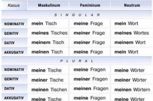 Притяжательные и личные местоимения в немецком языке Притяжательные местоимения в немецком языке
