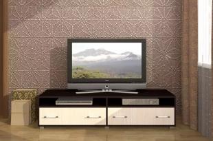 Televizní stolek v moderním stylu: fotografie, vybavení, pravidla výběru